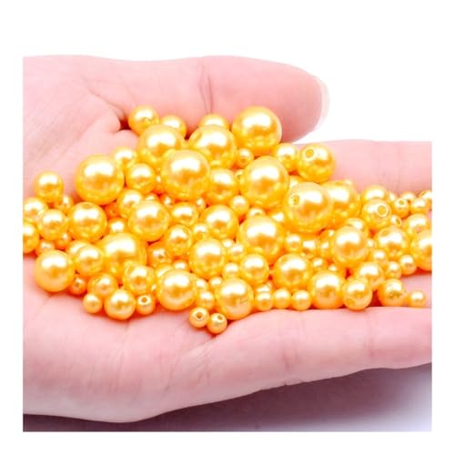 ABS-Imitationsperlen in mehreren Farben, 3–12 mm, helles gerades Loch, runde Perlen für Schmuckherstellung, Zubehör (goldfarben, 15,5 mm, 400 Stück) von BooeDareno