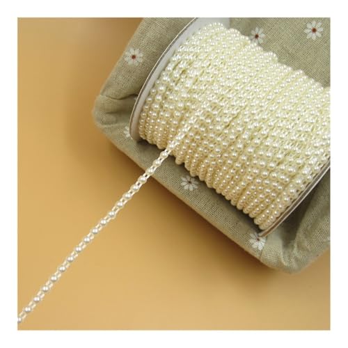 Bunte ABS-Perlenkette, 4 mm, 5 m, Brautschmuck, Applikation für Hochzeit, Party, Kleidung, dekorativ (Elfenbein) von BooeDareno