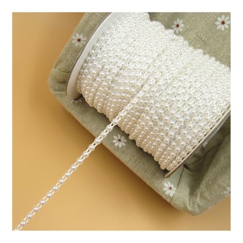 Bunte ABS-Perlenkette, 4 mm, 5 m, Brautschmuck, Applikation für Hochzeit, Party, Kleidung, dekorativ (weiß) von BooeDareno