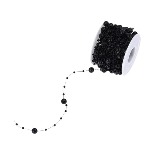 Künstliche Perlen, 10 m pro Rolle, Kettenschnur, Girlande, Blumen, Perlenbesatz für Heimwerker, Hochzeit, Party, Dekoration, 8 mm und 3 mm (schwarz) von BooeDareno