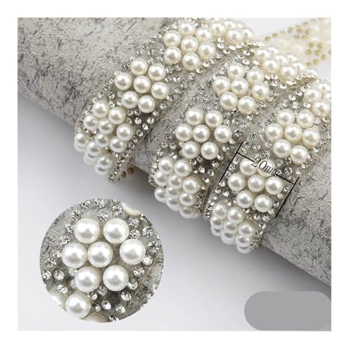 Runde ABS-Perlen, 91 cm, Strass-Dekoration, Strassband, Kristall-Applikationen für Kleidung, Schuhe, (B - 20 mm) von BooeDareno