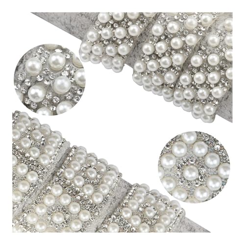 Runde ABS-Perlen, 91 cm, Strass-Dekoration, Strassband, Kristall-Applikationen für Kleidung, Schuhe, 2 m von BooeDareno