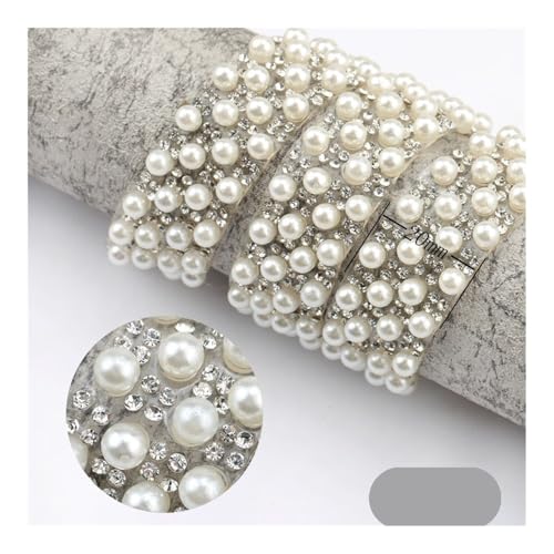 Runde ABS-Perlen, 91 cm, Strass-Dekoration, Strassband, Kristall-Applikationen für Kleidung, Schuhe (C - 20 mm) von BooeDareno