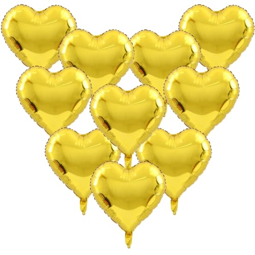 12 goldene Herzförmige Luftballons, 45,7 cm Gelbgold-Folie, Herz-Mylar-Luftballons, glänzende goldene Herz-Helium-Luftballons, goldene Party-Dekoration für Geburtstag, Hochzeit, Jahrestag, Verlobung, 12 goldene Herzförmige Luftballons, 45,7 cm Gelbgold-Folie, Herz-Mylar-Luftballons, glänzende goldene Herz-Helium-Luftballons, goldene Party-Dekoration für Geburtstag, Hochzeit, Jahrestag, Verlobung, von Boojarr