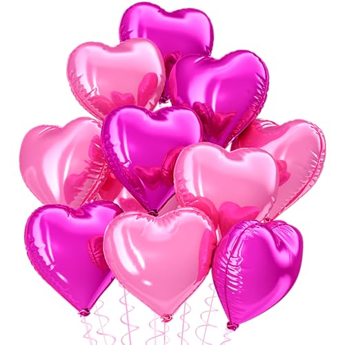 Boojarr Folienballons in Herzform, 45,7 cm, Helium-Ballons, Dekorationen für Mädchen, Frauen, Valentinstag, Verlobung, Hochzeit, Jahrestag, Geburtstagsparty, 10 Stück von Boojarr