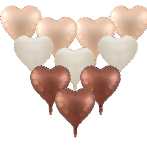 Cremeweiß-braune Herzballons, cremefarben, Retro-Kaffeefarben, Herzform, 45,7 cm, Beige, Aprikose, Helium-Luftballons in Herzform, Mylar-Ballons für Geburtstagsparty, Valentinstag, Hochzeitstag, Cremeweiß-braune Herzballons, cremefarben, Retro-Kaffeefarben, Herzform, 45,7 cm, Beige, Aprikose, Helium-Luftballons in Herzform, Mylar-Ballons für Geburtstagsparty, Valentinstag, Hochzeitstag, von Boojarr