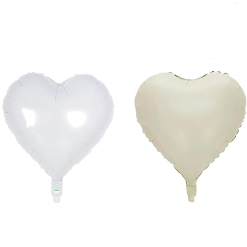 Cremeweiße Herz-Luftballons, 12 Stück, sandweiß und beige, herzförmige Folienballons, 45,7 cm, große weiße Heliumballons für Geburtstag, Party, Valentinstag, Hochzeitstag Cremeweiße Herz-Luftballons, 12 Stück, sandweiß und beige, herzförmige Folienballons, 45,7 cm, große weiße Heliumballons für Geburtstag, Party, Valentinstag, Hochzeitstag von Boojarr