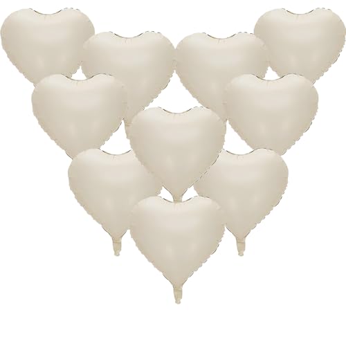 Cremeweiße Herzballons, 45,7 cm, cremefarbene Folien-Herzballons, 12 Stück beige-weiße Helium-Luftballons, Herzform, Mylar-Ballons für Frauen, Geburtstag, Hochzeit, Valentinstag, Verlobung Cremeweiße Herzballons, 45,7 cm, cremefarbene Folien-Herzballons, 12 Stück beige-weiße Helium-Luftballons, Herzform, Mylar-Ballons für Frauen, Geburtstag, Hochzeit, Valentinstag, Verlobung von Boojarr