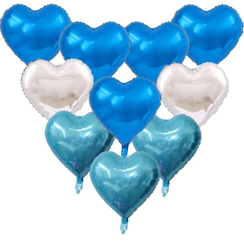 Luftballons in Herzform, 45,7 cm, silberfarben, hellblau, Folienballons in Herzform, 12 Stück dunkelblaue Heliumballons für Geburtstag, Abschluss, Jahrestag, Valentinstag, Verlobung, Hochzeit, Luftballons in Herzform, 45,7 cm, silberfarben, hellblau, Folienballons in Herzform, 12 Stück dunkelblaue Heliumballons für Geburtstag, Abschluss, Jahrestag, Valentinstag, Verlobung, Hochzeit, von Boojarr