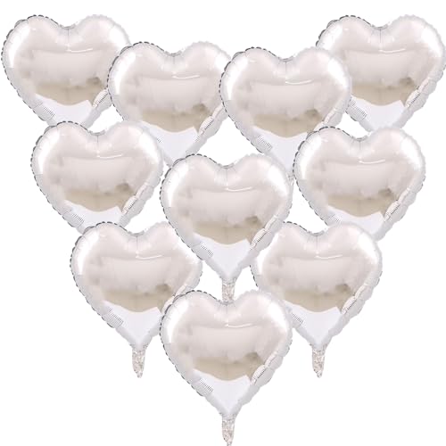 Metallic-Silber-Herzballons, 12 Stück, silberfarbene Herzform, Mylar-Luftballons, 45,7 cm, glänzende Silberfolien-Herzballons, silberne Heliumballons für Geburtstagsparty, Valentinstag, Hochzeitstag, Metallic-Silber-Herzballons, 12 Stück, silberfarbene Herzform, Mylar-Luftballons, 45,7 cm, glänzende Silberfolien-Herzballons, silberne Heliumballons für Geburtstagsparty, Valentinstag, Hochzeitstag, von Boojarr
