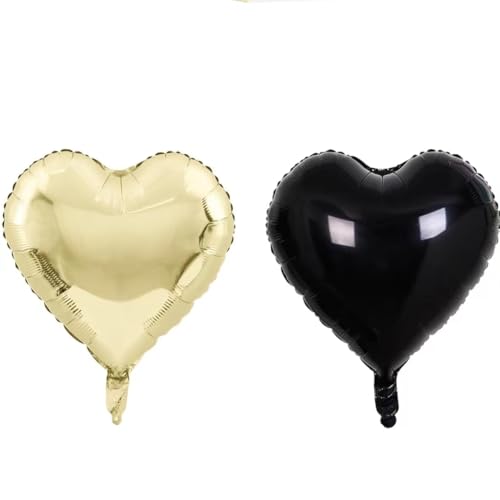 Schwarz-goldene Herz-Luftballons, 12 Stück, schwarz und hellgold, Herzform, Folienballons, 45,7 cm, schwarze Helium-Luftballons, goldene Dekorationen für Geburtstag, Party, Jahrestag, Valentinstag, Schwarz-goldene Herz-Luftballons, 12 Stück, schwarz und hellgold, Herzform, Folienballons, 45,7 cm, schwarze Helium-Luftballons, goldene Dekorationen für Geburtstag, Party, Jahrestag, Valentinstag, von Boojarr