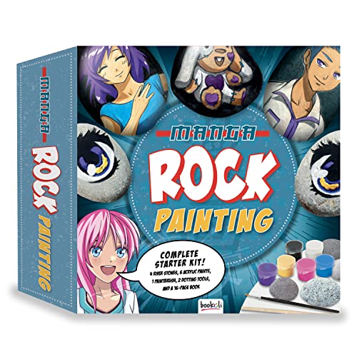 Bookoli - Manga Rock Painting - Rock Painting Komplettes Starter Kit - Kunst und Handwerk für alle - Anfänger Set für Anime Liebhaber - Enthält Steine, Acrylfarbe und mehr Bookoli - Manga Rock Painting - Rock Painting Komplettes Starter Kit - Kunst und Handwerk für alle - Anfänger Set für Anime Liebhaber - Enthält Steine, Acrylfarbe und mehr von Bookoli