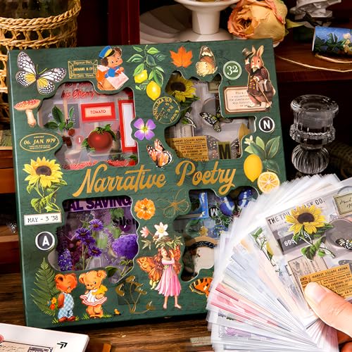 Scrapbook Zubehör Set, 100PCS Vintage Scrapbooking Sticker Blumen Pflanzen Aesthetic Dekorative Aufkleber PET Transparente Journal Zubehör Sticker für Fotoalbum DIY Tagebuch Notizbuch Kalender Scrapbook Zubehör Set, 100PCS Vintage Scrapbooking Sticker Blumen Pflanzen Aesthetic Dekorative Aufkleber PET Transparente Journal Zubehör Sticker für Fotoalbum DIY Tagebuch Notizbuch Kalender von BoomTeck