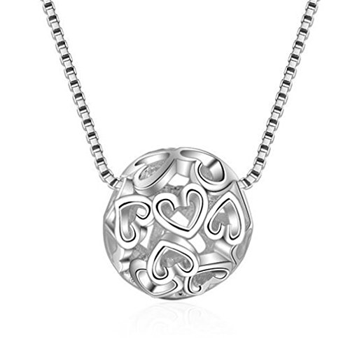 Boowhol Damen Elegant Schmuck Herzkette Hohl Kugelkette Halsketten 925 Sterling Silber 45CM/ Ketten mit Anhänger für Muttertagsgeschenk von Boowhol
