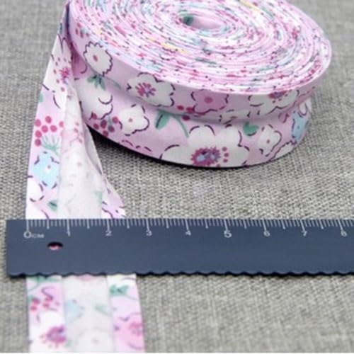 Schrägband Baumwolle 25mm Gefalzt 48 Farben zum nähen Nahtband (geblümt violett, 5 metre) von Boppon