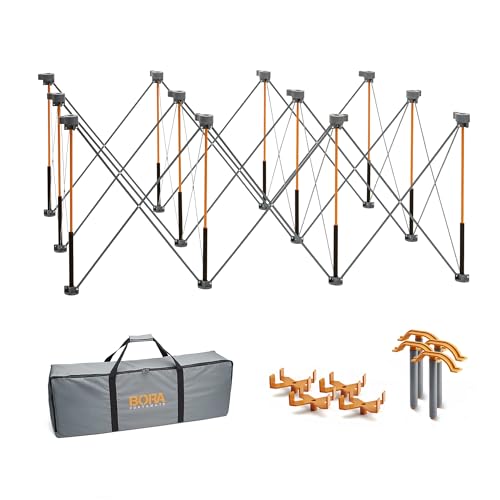 BORA Centipede Tragbarer Arbeitsständer mit 4 X-Cups, Klemmen, Tasche, 1,2 x 1,8 m Sägebock mit 2041 kg Kapazität, Orange von BORA