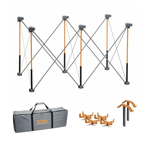 Bora Centipede CK6S Arbeitsständer und tragbarer Tisch | Sägebockstütze mit zusammenklappbaren, faltbaren Stahlbeinen, orange / schwarz, 2 Ft x 4 Ft von BORA