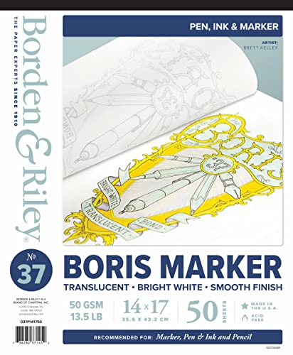 Borden & Riley #37 Boris Marker-Layout, hellweiß, durchscheinend, 35,6 x 43,2 cm, 50 g/m², 50 Blatt, je 1 Block Borden & Riley #37 Boris Marker-Layout, hellweiß, durchscheinend, 35,6 x 43,2 cm, 50 g/m², 50 Blatt, je 1 Block von Borden & Riley
