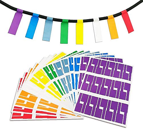 Kabel Ettiketten Selbstklebend Kabelettikett 8 Farben 16 Blatt 480 Labels Wasserdicht Reißfest Haltbar Kabel Aufkleber von BornFeel
