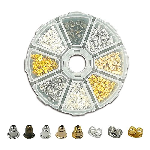 Ohrring Stopper 400stk Ohrstopper 8 Stil Verschlüsse Ohrmutter Ohrstecker für DIY Schmuck aus Metall Gold Silber Bronze Schmetterling & Kugel Form von BornFeel