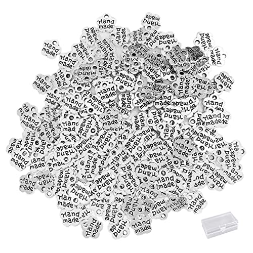 Borsgye 200 Stück Handmade Knöpfe Metall Label Hand Made Tag Nähen Zubehör Handgefertigte Etikett Handarbeit Anhänger Schilder Nähetiketten für Handwerk Schmuck Herstellung - Blume Silber Borsgye 200 Stück Handmade Knöpfe Metall Label Hand Made Tag Nähen Zubehör Handgefertigte Etikett Handarbeit Anhänger Schilder Nähetiketten für Handwerk Schmuck Herstellung - Blume Silber von Borsgye