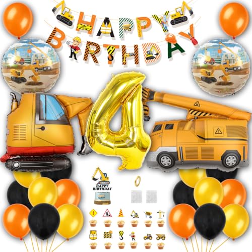 Borsgye Bagger Geburtstag Deko BAU Geburtstagsfeier Set Konstruktion Lastwagen Kran Folienballons Happy Birthday Banner Konstruktion Themed Ballons Zahl 4 mit Verkehrsschild Kuchendeckel Borsgye Bagger Geburtstag Deko BAU Geburtstagsfeier Set Konstruktion Lastwagen Kran Folienballons Happy Birthday Banner Konstruktion Themed Ballons Zahl 4 mit Verkehrsschild Kuchendeckel von Borsgye