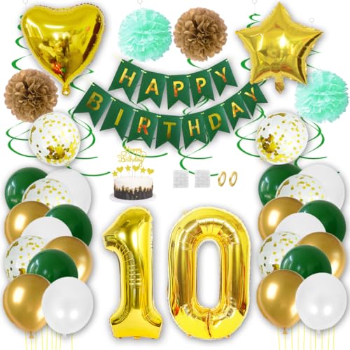 Borsgye Geburtstag Deko Männer Frauen Grün Gold Geburtstagsdeko Mädchen Junge Happy Birthday Banner 10 Jahre Geburtstag Nummer Folienballons Pompons Konfetti Luftballons Pompons Tortenaufsatz Borsgye Geburtstag Deko Männer Frauen Grün Gold Geburtstagsdeko Mädchen Junge Happy Birthday Banner 10 Jahre Geburtstag Nummer Folienballons Pompons Konfetti Luftballons Pompons Tortenaufsatz von Borsgye