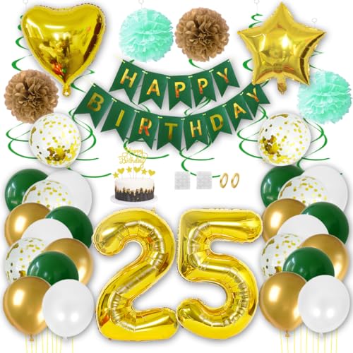 Borsgye Geburtstag Deko Männer Frauen Grün Gold Geburtstagsdeko Mädchen Junge Happy Birthday Banner 25 Jahre Geburtstag Nummer Folienballons Pompons Konfetti Luftballons Pompons Tortenaufsatz Borsgye Geburtstag Deko Männer Frauen Grün Gold Geburtstagsdeko Mädchen Junge Happy Birthday Banner 25 Jahre Geburtstag Nummer Folienballons Pompons Konfetti Luftballons Pompons Tortenaufsatz von Borsgye