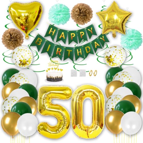 Borsgye Geburtstag Deko Männer Frauen Grün Gold Geburtstagsdeko Mädchen Junge Happy Birthday Banner 50 Jahre Geburtstag Nummer Folienballons Pompons Konfetti Luftballons Pompons Tortenaufsatz Borsgye Geburtstag Deko Männer Frauen Grün Gold Geburtstagsdeko Mädchen Junge Happy Birthday Banner 50 Jahre Geburtstag Nummer Folienballons Pompons Konfetti Luftballons Pompons Tortenaufsatz von Borsgye