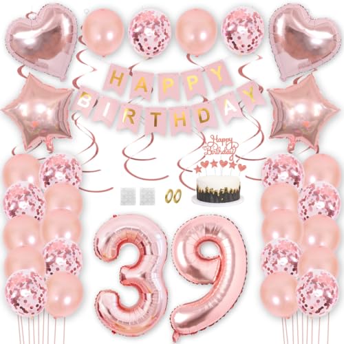 Borsgye Geburtstag Deko Männer Frauen Rose Gold Geburtstagsdeko Mädchen Junge Happy Birthday Banner 39 Jahre Geburtstag Nummer Folienballons Krone Konfetti Luftballons Tortenaufsatz Borsgye Geburtstag Deko Männer Frauen Rose Gold Geburtstagsdeko Mädchen Junge Happy Birthday Banner 39 Jahre Geburtstag Nummer Folienballons Krone Konfetti Luftballons Tortenaufsatz von Borsgye