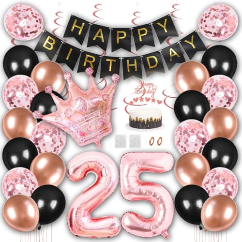 Borsgye Geburtstag Deko Männer Frauen Schwarz Rose Gold Geburtstagsdeko Mädchen Junge Happy Birthday Banner 25 Jahre Geburtstag Nummer Folienballons Krone Konfetti Luftballons Tortenaufsatz Borsgye Geburtstag Deko Männer Frauen Schwarz Rose Gold Geburtstagsdeko Mädchen Junge Happy Birthday Banner 25 Jahre Geburtstag Nummer Folienballons Krone Konfetti Luftballons Tortenaufsatz von Borsgye
