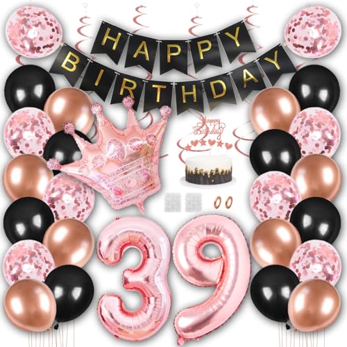 Borsgye Geburtstag Deko Männer Frauen Schwarz Rose Gold Geburtstagsdeko Mädchen Junge Happy Birthday Banner 39 Jahre Geburtstag Nummer Folienballons Krone Konfetti Luftballons Tortenaufsatz Borsgye Geburtstag Deko Männer Frauen Schwarz Rose Gold Geburtstagsdeko Mädchen Junge Happy Birthday Banner 39 Jahre Geburtstag Nummer Folienballons Krone Konfetti Luftballons Tortenaufsatz von Borsgye