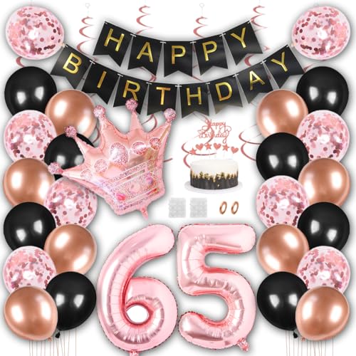 Borsgye Geburtstag Deko Männer Frauen Schwarz Rose Gold Geburtstagsdeko Mädchen Junge Happy Birthday Banner 65 Jahre Geburtstag Nummer Folienballons Krone Konfetti Luftballons Tortenaufsatz Borsgye Geburtstag Deko Männer Frauen Schwarz Rose Gold Geburtstagsdeko Mädchen Junge Happy Birthday Banner 65 Jahre Geburtstag Nummer Folienballons Krone Konfetti Luftballons Tortenaufsatz von Borsgye