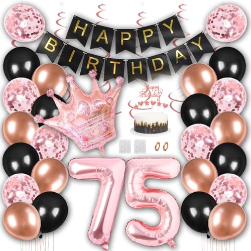 Borsgye Geburtstag Deko Männer Frauen Schwarz Rose Gold Geburtstagsdeko Mädchen Junge Happy Birthday Banner 75 Jahre Geburtstag Nummer Folienballons Krone Konfetti Luftballons Tortenaufsatz Borsgye Geburtstag Deko Männer Frauen Schwarz Rose Gold Geburtstagsdeko Mädchen Junge Happy Birthday Banner 75 Jahre Geburtstag Nummer Folienballons Krone Konfetti Luftballons Tortenaufsatz von Borsgye