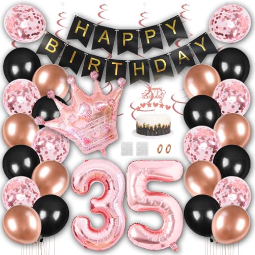 Borsgye Geburtstag Deko Männer Frauen Schwarz Rose Gold Geburtstagsdeko Mädchen Junge Happy Birthday Banner 35 Jahre Geburtstag Nummer Folienballons Krone Konfetti Luftballons Tortenaufsatz Borsgye Geburtstag Deko Männer Frauen Schwarz Rose Gold Geburtstagsdeko Mädchen Junge Happy Birthday Banner 35 Jahre Geburtstag Nummer Folienballons Krone Konfetti Luftballons Tortenaufsatz von Borsgye