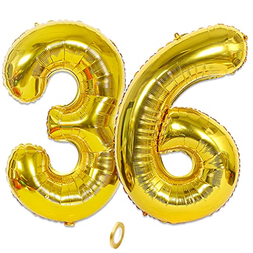Borsgye Zahlenballon 36 Helium Folie Luftballons Große Riesen Ballon Zahl Nummer Folienballon XXL 100cm Zahlen Ballon 40 Zoll für Geburtstag Hochzeit Jubiläum Party Dekoration - Gold 36 Borsgye Zahlenballon 36 Helium Folie Luftballons Große Riesen Ballon Zahl Nummer Folienballon XXL 100cm Zahlen Ballon 40 Zoll für Geburtstag Hochzeit Jubiläum Party Dekoration - Gold 36 von Borsgye