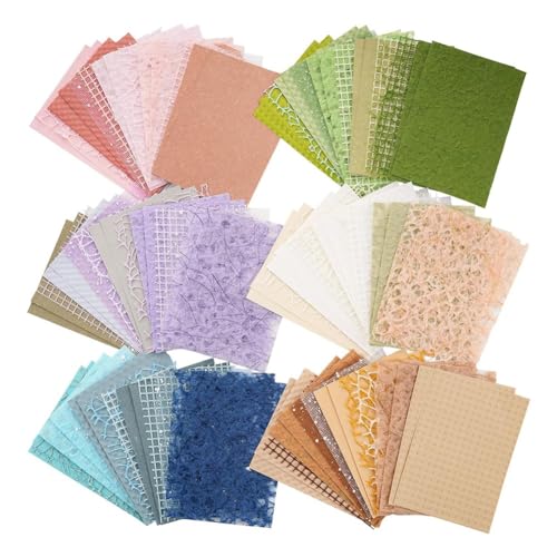 Bortivier 96 Blatt Strukturiertes Scrapbook-Papier und Netzgewebe, Sortiertes Set, 6er-Pack Gemischtes Spezialpapier für Scrapbooking-Planer von Bortivier
