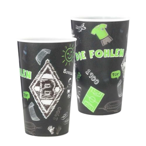 Borussia Mönchengladbach Trinkbecher 2er Set | Kritzel Becher mit 3D Wackeloptik BMG von Borussia Mönchengladbach