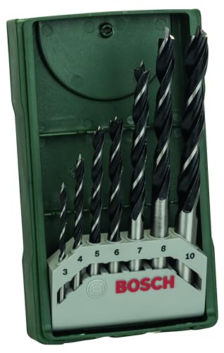 Bosch 7tlg. Mini-X-Line Holzspiralbohrer-Set (für Weich- und Hartholz, Ø 3-10 mm, Zubehör Bohrschrauber und Bohrständer) von Bosch Accessories