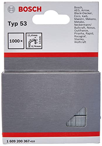 Bosch Professional 1000x Feindrahtklammer Typ 53 (Natürliche Materialien, Textilien, Karton, 11.4 x 0.74 x 12 mm, Zubehör Tacker) von Bosch Accessories