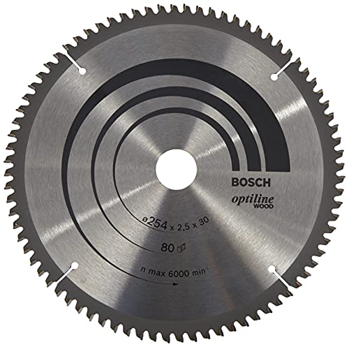 Bosch Accessories Bosch Professional 1x Kreissägeblatt Optiline Wood (Sägeblatt für Holz, Ø 254 x 30 x 2,5 mm, 80 Zähne, Zubehör Kreissäge) von Bosch Accessories