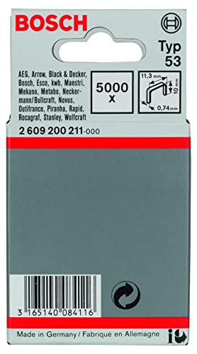 Bosch Accessories Professional 5000x Feindrahtklammer Typ 53 (Textilien/Gewebe, Karton, 11.4 x 0.74 x 10 mm, Zubehör Tacker) von Bosch Accessories