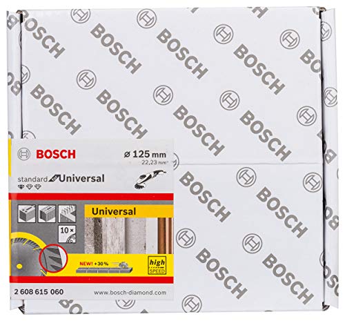 Bosch Professional 10 Stück Diamanttrennscheibe Standard for Universal (Beton und Mauerwerk, 125 x 22,23 mm, Zubehör Winkelschleifer) von Bosch Accessories