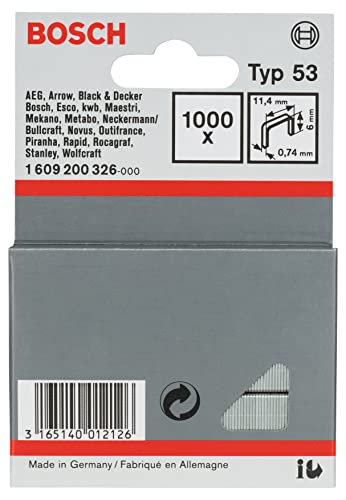 Bosch Accessories Professional 5000x Feindrahtklammer Typ 53 (Textilien/Gewebe, Karton, 11.4 x 0.74 x 6 mm, Zubehör Tacker) von Bosch Accessories