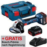 AKTION: BOSCH Professional GWS 18V-7 Akku-Winkelschleifer-Set 18,0 V, mit 2 Akkus mit Prämie nach Registrierung von Bosch Professional