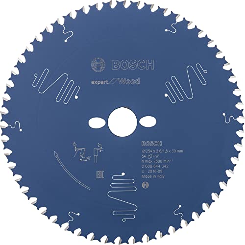 Bosch Professional 2608644342 Kreissägeblatt Expert for Wood (für Holz, 254 x 30 x 2,6 mm, Zähne 54, Zubehör Kreissäge), Farbe, Size von Bosch