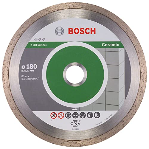 Bosch Accessories Bosch Professional 1x Diamanttrennscheibe Standard for Ceramic (für Stein, Keramik, Fliesen, Marmor, Ø 180 x 22,23 x 1,6 x 7 mm, Zubehör für Winkelschleifer) von Bosch Professional