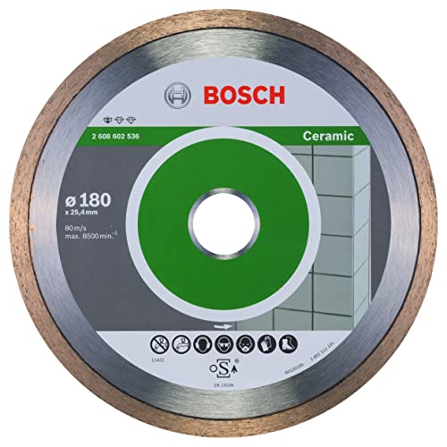 Bosch Accessories Bosch Professional 1x Diamanttrennscheibe Standard for Ceramic (für Stein, Keramik, Fliesen, Marmor, Ø 180 x 25,40 x 1,6 x 7 mm, Zubehör für Fliesenschneider) von Bosch Accessories