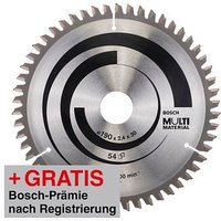 AKTION: BOSCH Multi Material Kreissägeblatt 190,0 mm, 54 Zähne mit Prämie nach Registrierung AKTION: BOSCH Multi Material Kreissägeblatt 190,0 mm, 54 Zähne mit Prämie nach Registrierung von Bosch