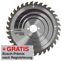 AKTION: BOSCH Optiline Wood Kreissägeblatt 216,0 mm, 34 Zähne mit Prämie nach Registrierung AKTION: BOSCH Optiline Wood Kreissägeblatt 216,0 mm, 34 Zähne mit Prämie nach Registrierung von Bosch
